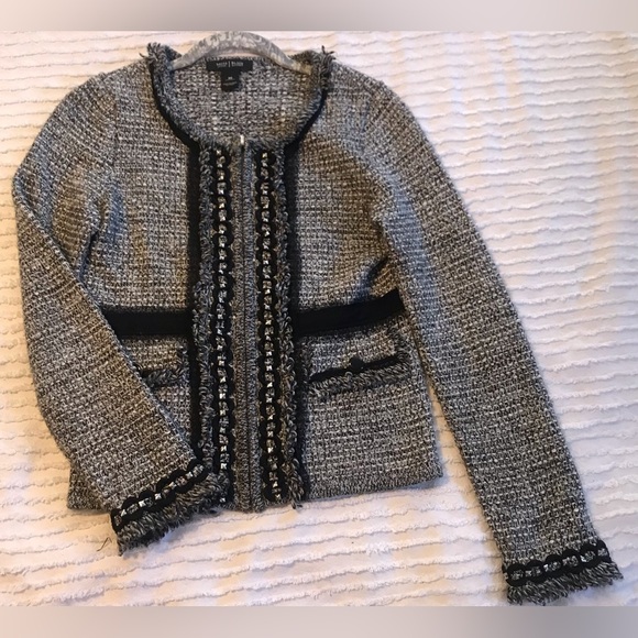 White House Black Market Dress Jacket Belted Waist Hidden Zipper Size XS - Picture 1 of 8